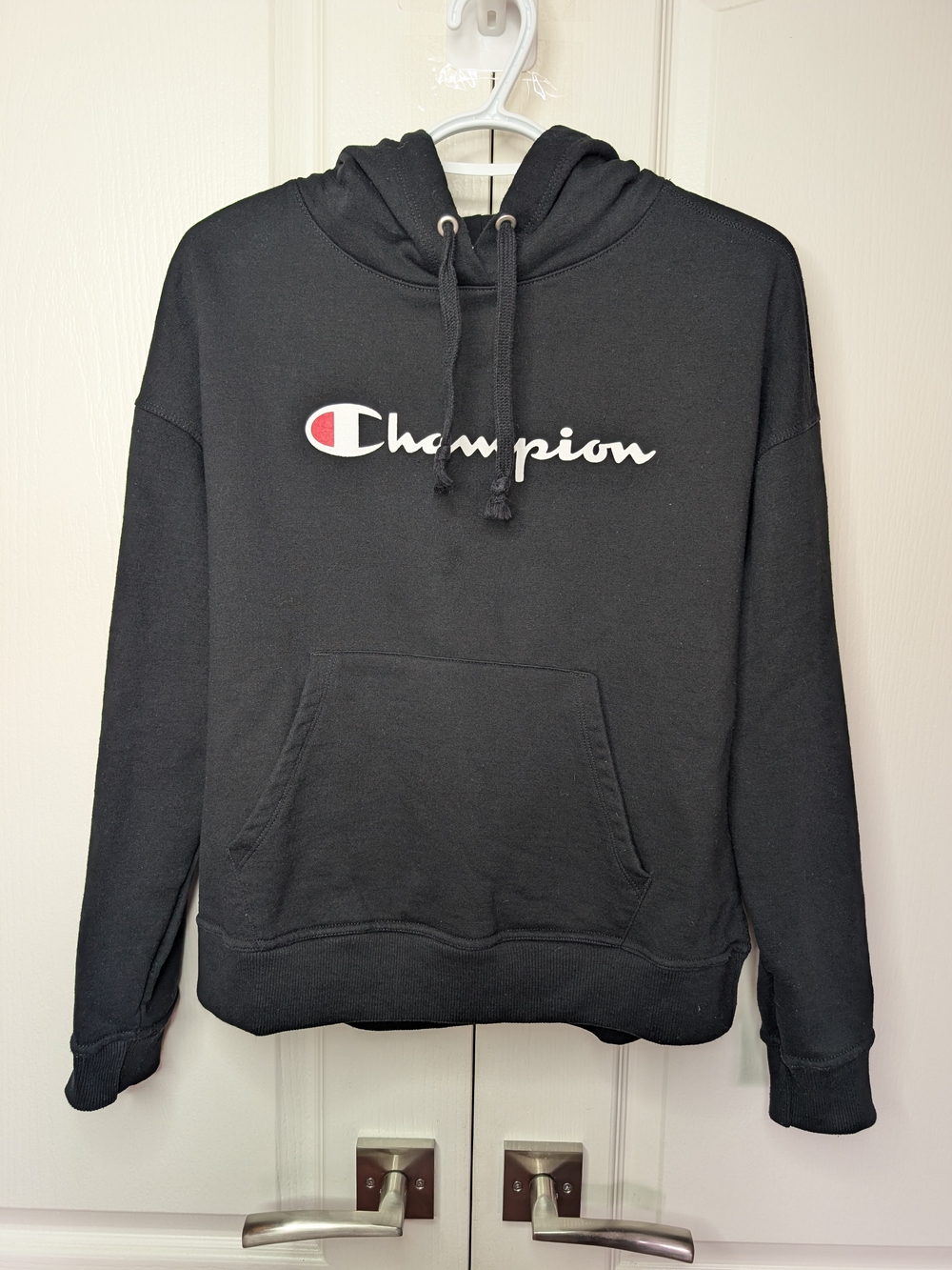 Champion Men’s Black Pullover Hoodie with Script Logo
